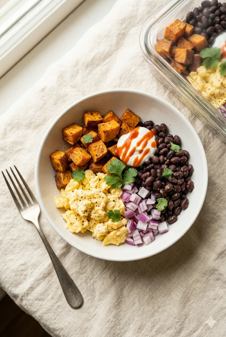 Make-Ahead Egg & Sweet Potato Breakfast Bowl — 34g Protein, Under $3.50