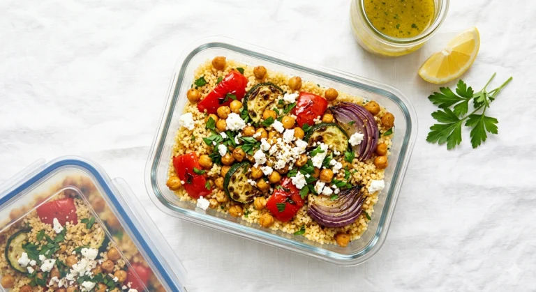 Meal Prep Smoky Chickpea & Roasted Veggie Couscous — 33g Protein, Under $3.50