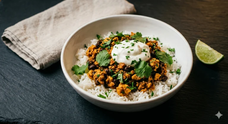 Spicy Chicken & Black Bean Rice Bowl — 45g Protein Solo Lunch for $4.