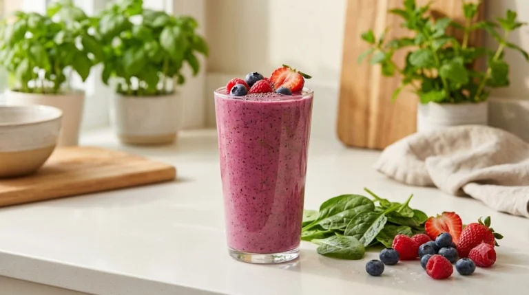 Berry Spinach Protein Smoothie: A Sneaky-Green 30-Gram Protein Blend