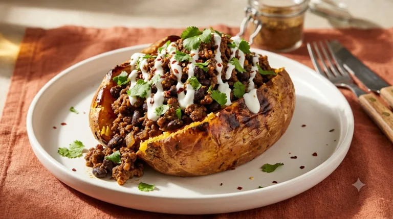 Smoky Black Bean & Beef Stuffed Sweet Potato — 38g Protein, Under $4.50
