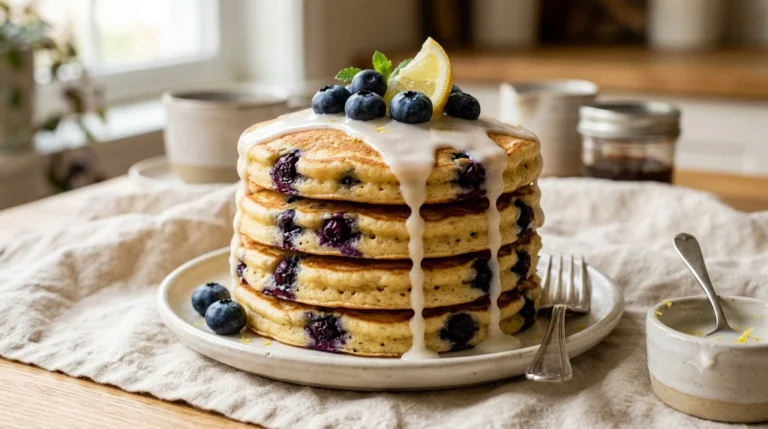 Blueberry Protein Pancakes with Lemon Glaze — 34g Protein, Under $3.50