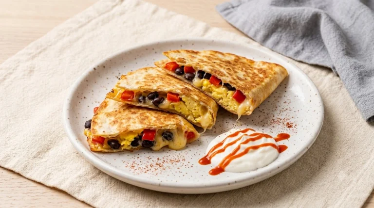 High-Protein Egg & Veggie Breakfast Quesadilla — 33g Protein, Under $3.50
