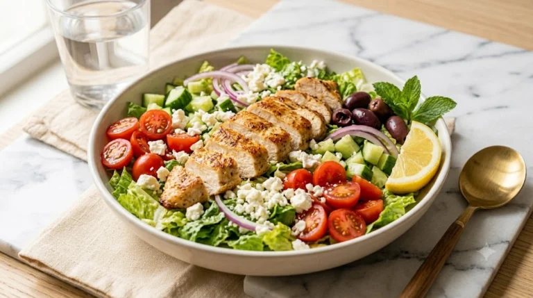 High-Protein Greek Chicken Salad Bowl — 40g Protein, Under $4.50
