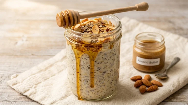 Honey Almond Overnight Oats with Chia Seeds — 27g Protein, Under $3