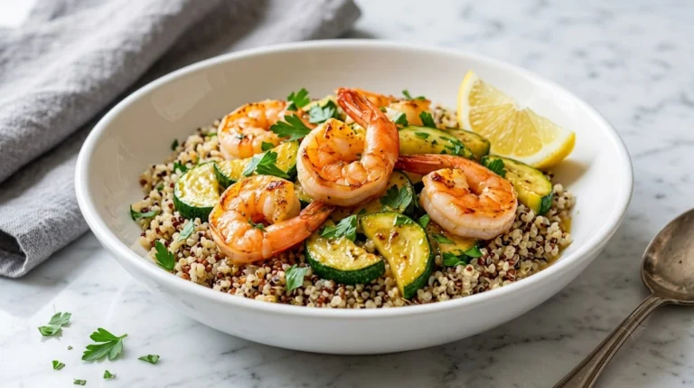 One-Pan Lemon Garlic Shrimp with Zucchini & Quinoa — 40g Protein, Under $5