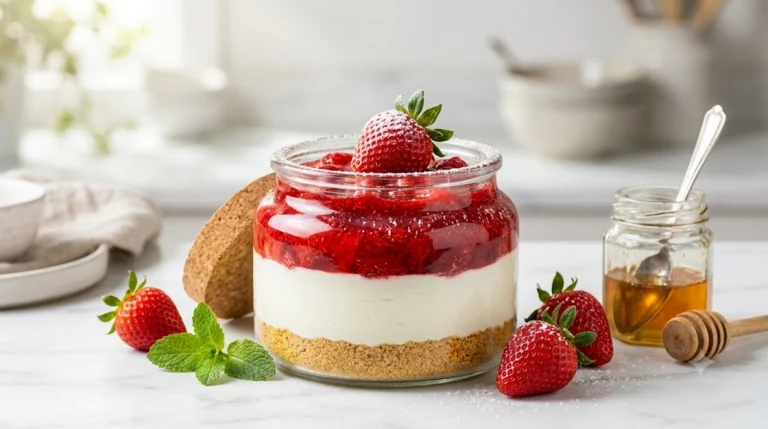 High-Protein Strawberry Overnight Oat Cheesecake Jar — 24g Protein, Under $3.50