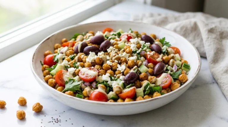 Trending Chickpea Salad with Lemon Tahini Dressing — 28g Protein, Under $4