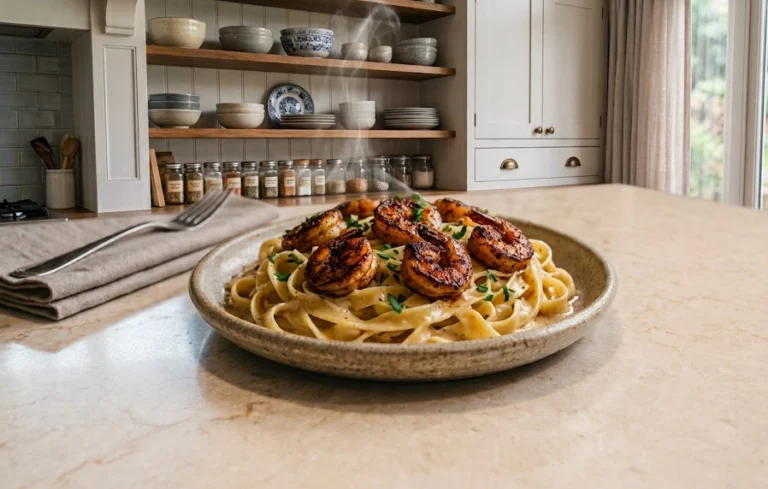 Blackened Shrimp Alfredo for Two: A Bold Restaurant-Style Dinner Under $10