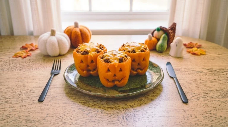 Jack-O’-Lantern Stuffed Bell Peppers for Two: A Fun Halloween Dinner Under $9