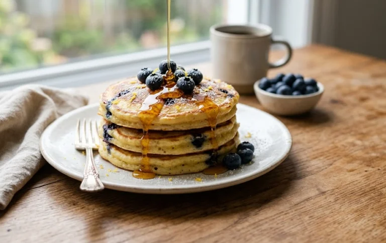 Lemon Blueberry Protein Pancakes (Under $5!)