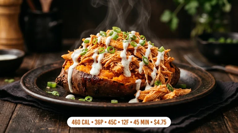 Buffalo Chicken Stuffed Sweet Potatoes (36g Protein, Under $10 for Two)